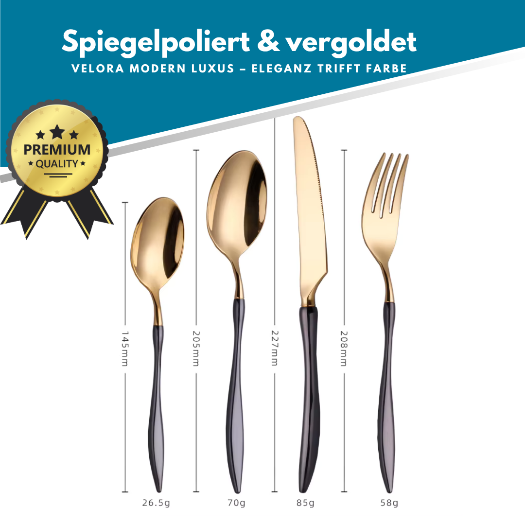 Velora Besteckset in Silber – 24-teilig aus Edelstahl, elegant im Alltag, beeindruckend für Gäste