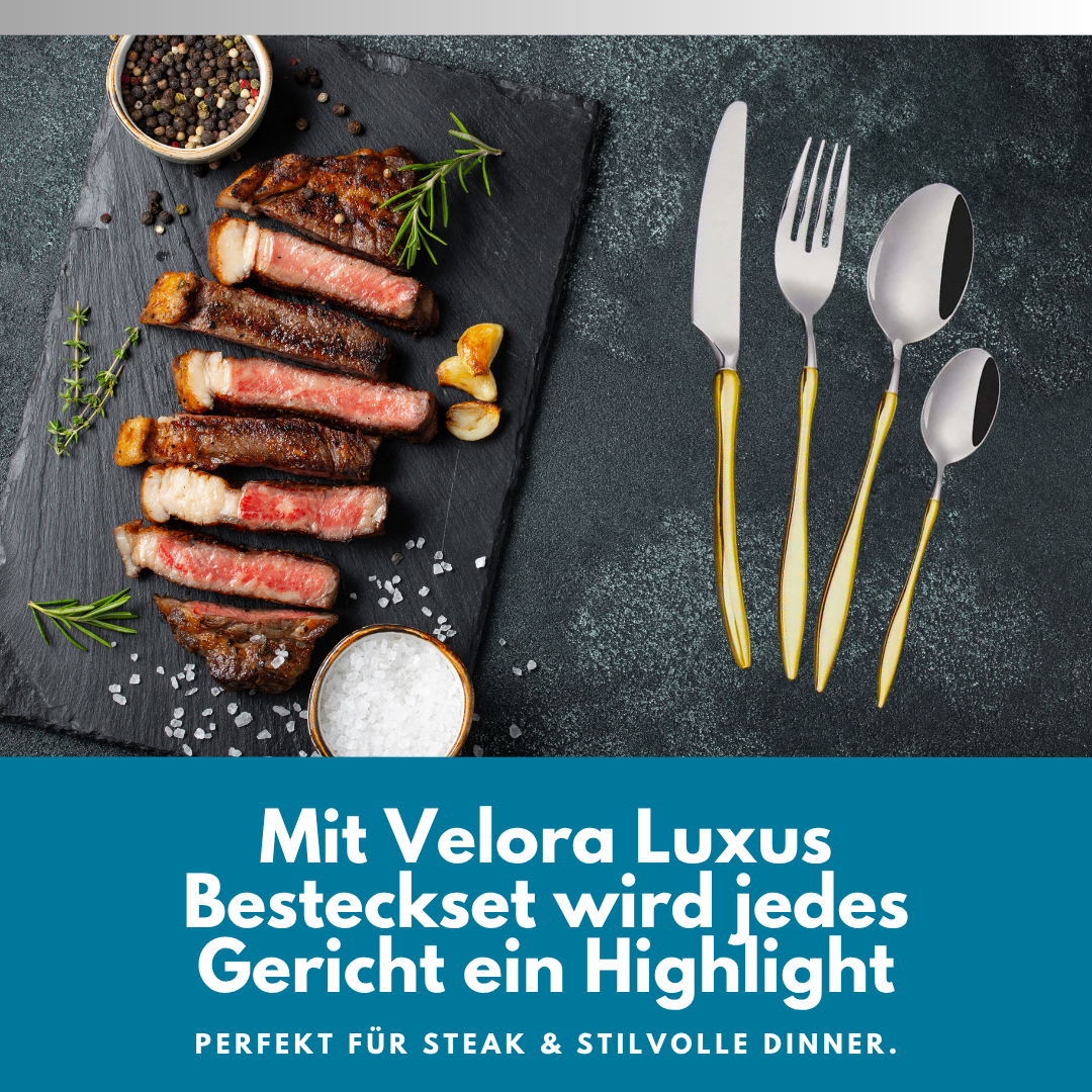 Velora Besteckset in Silber – 24-teilig aus Edelstahl, elegant im Alltag, beeindruckend für Gäste