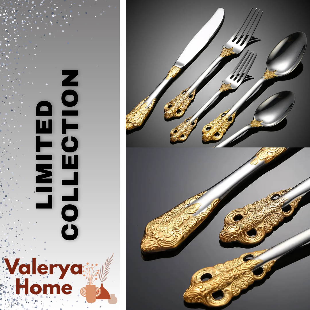 Royal Besteckset in Silber – 24-teilig aus Edelstahl, mit Barock-Design, für stilvolle Dinner & täglichen Gebrauch