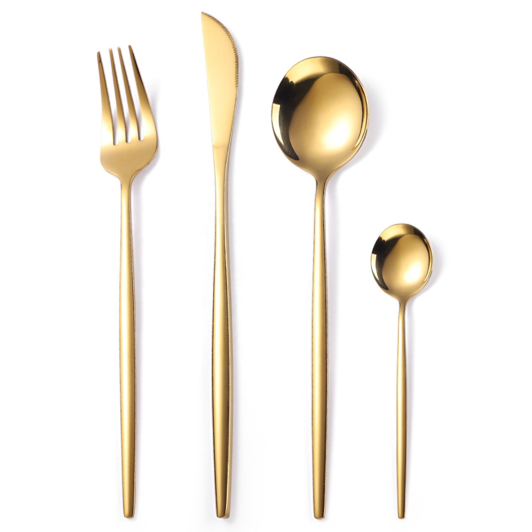 Curve Besteckset in Gold – 24-teilig aus Edelstahl, als Geschenk oder für den täglichen Einsatz ideal