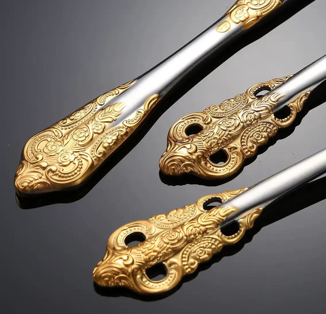 Royal Besteckset Silber-Gold – 24-teilig aus Edelstahl, mit Barock-Design, perfekt für Alltag, Gäste & besondere Anlässe