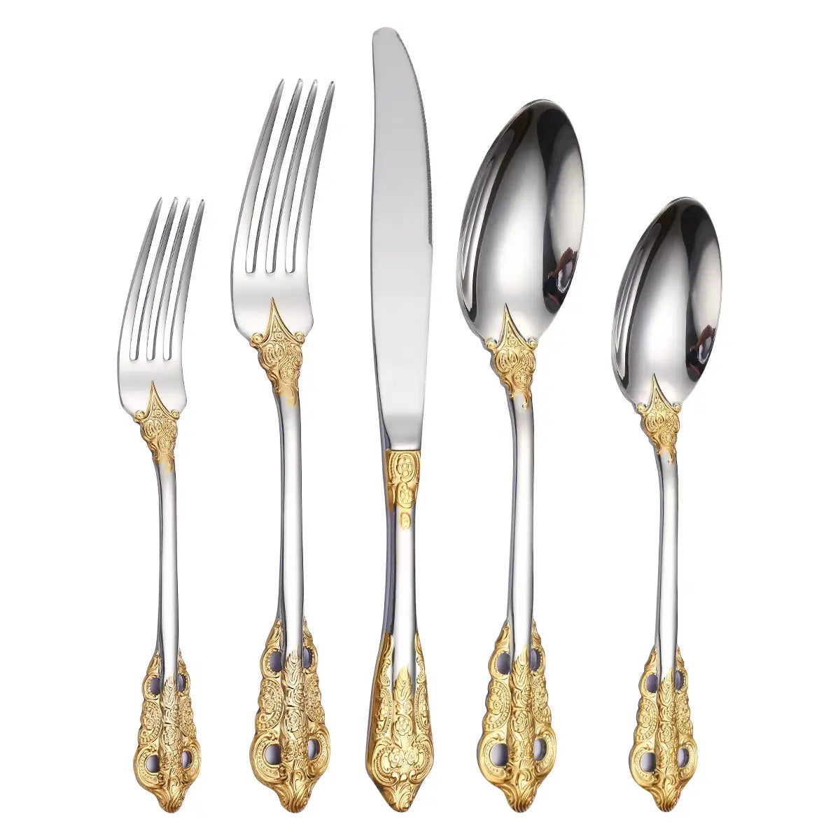 Royal Besteckset Silber-Gold – 24-teilig aus Edelstahl, mit Barock-Design, perfekt für Alltag, Gäste & besondere Anlässe
