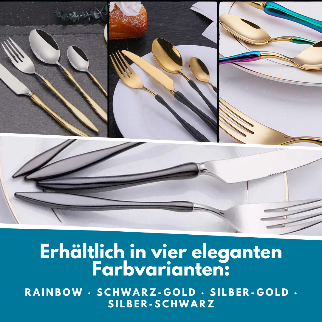 Velora Besteckset in Silber – 24-teilig aus Edelstahl, elegant im Alltag, beeindruckend für Gäste