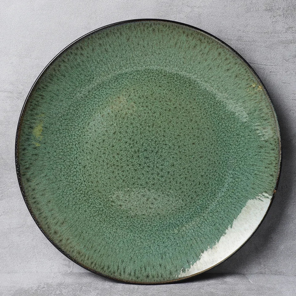 Jade Green Keramik Geschirrset 18-teilig – Naturgrün Design für 6 Personen