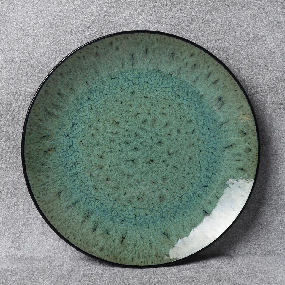 Jade Green Keramik Geschirrset 18-teilig – Naturgrün Design für 6 Personen