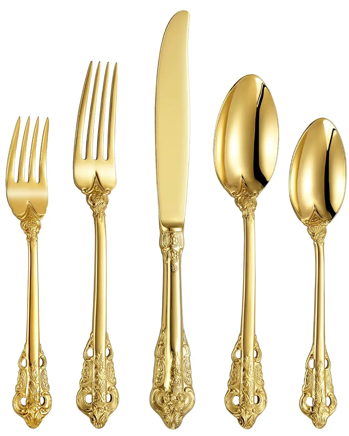 Royal Besteckset in Gold – 24-teilig aus Edelstahl, mit Barock-Design, für stilvolle Dinner & täglichen Gebrauch
