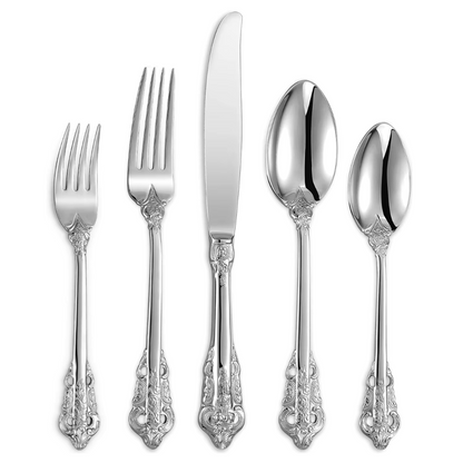 Royal Besteckset in Silber – 24-teilig aus Edelstahl, mit Barock-Design, für stilvolle Dinner & täglichen Gebrauch
