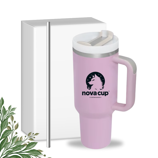 Novacup Thermobecher 1.2 L – 12h heiß, 48h eiskalt – Edelstahl, BPA-frei, mit Henkel & Strohhalm – spülmaschinenfestes Geschenk für Männer & Frauen