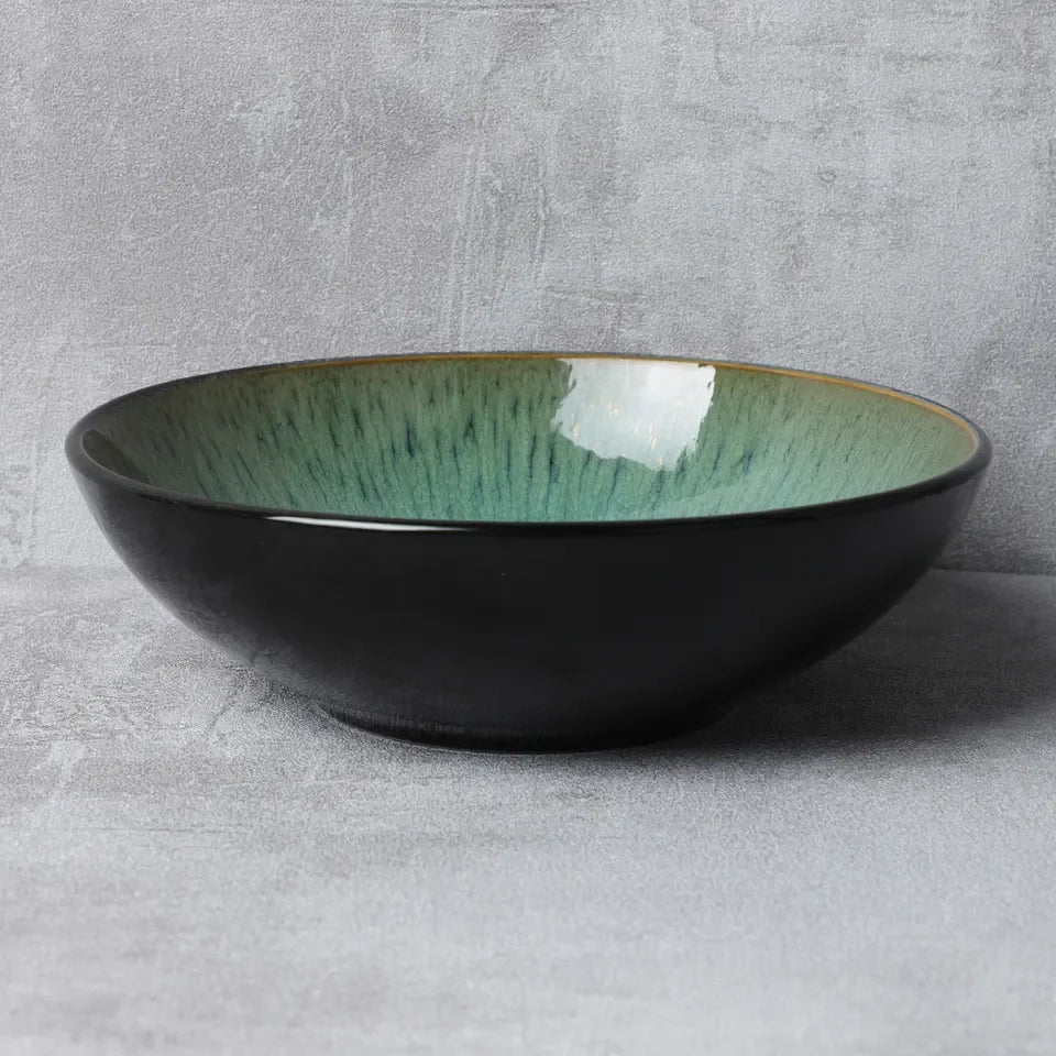 Jade Green Keramik Geschirrset 18-teilig – Naturgrün Design für 6 Personen